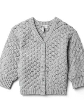 Janie And Jack Girls Textured Cardigan Sweater Button Up Size 12-18 Months Gray